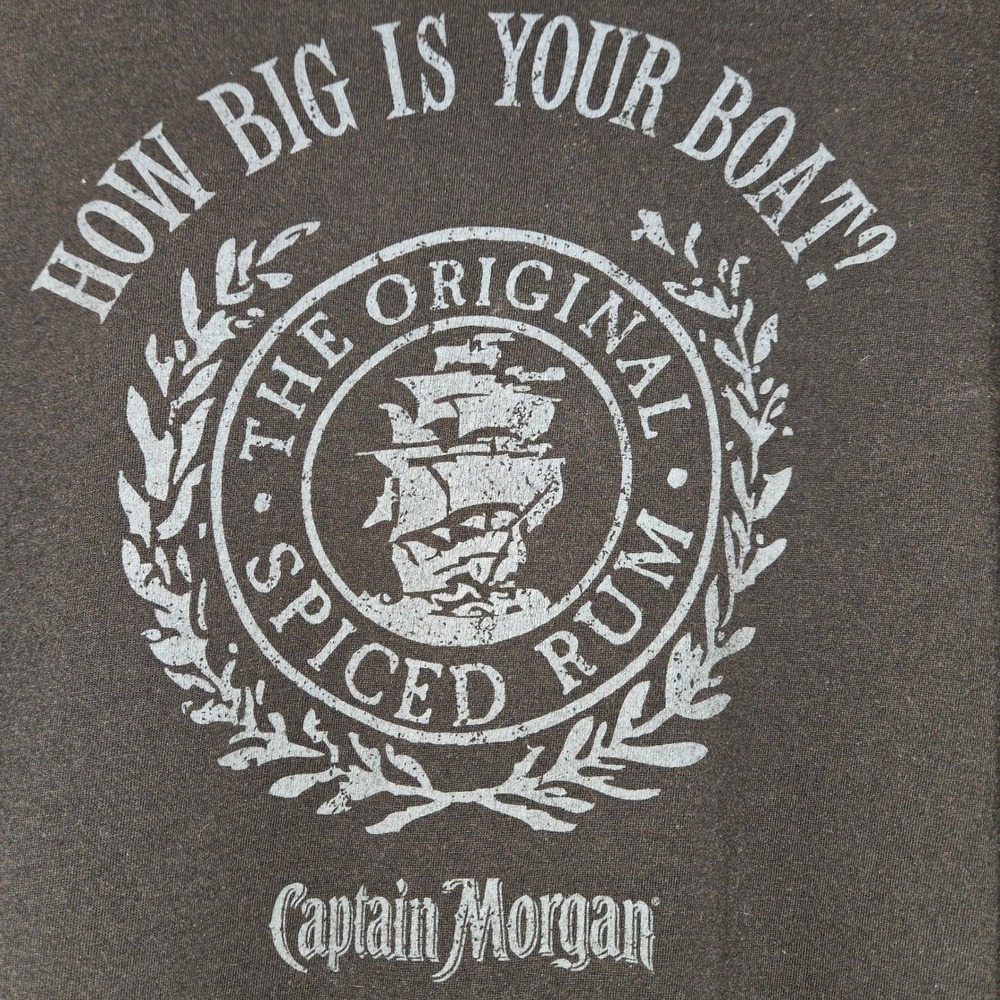 Captain Morgan Captain's Conquest Black T-Shirt Pirate Ship Rum Graphic Mens L